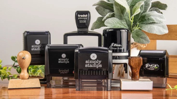 a bunch of self ink stamps 