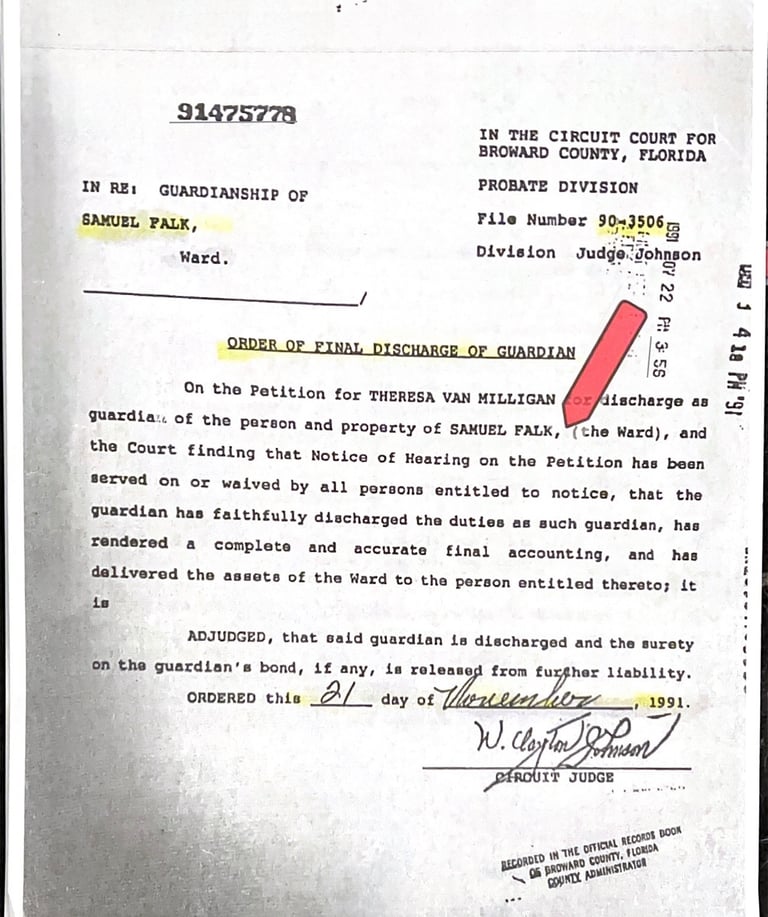 Trustee Andrea Wirum failing Gertrude Falk in Florida