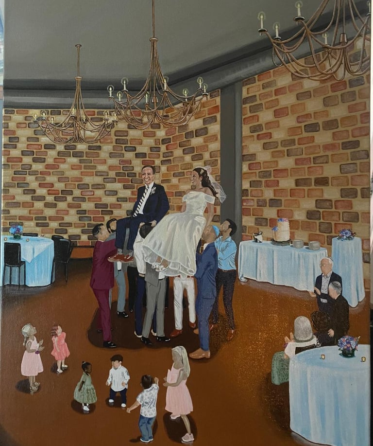 Live wedding painting at Formento's in Chicago