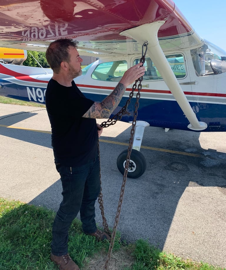 Removing the chains before my first ever flight lesson back in July 2019