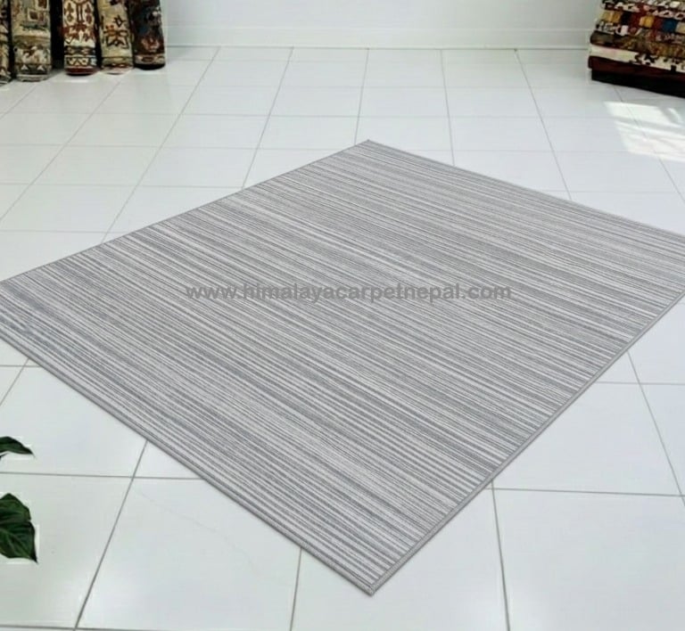 Custom Rugs - Contemporary Tibetan hand-knotted rug / distressed linear texture / geometric pattern