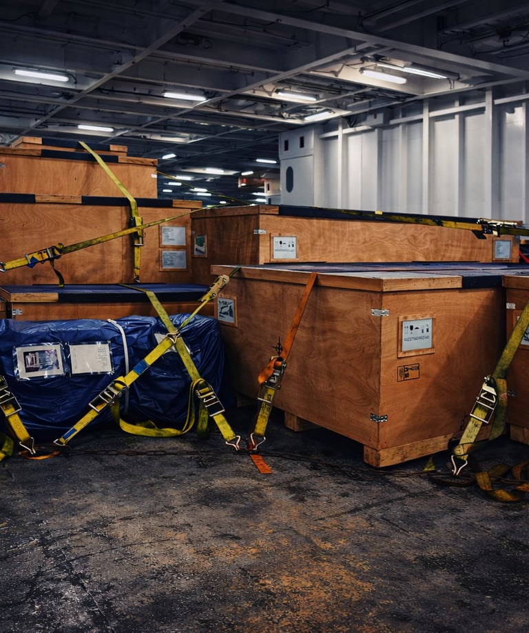 Packed industrial cargo prepared for cross-border shipment