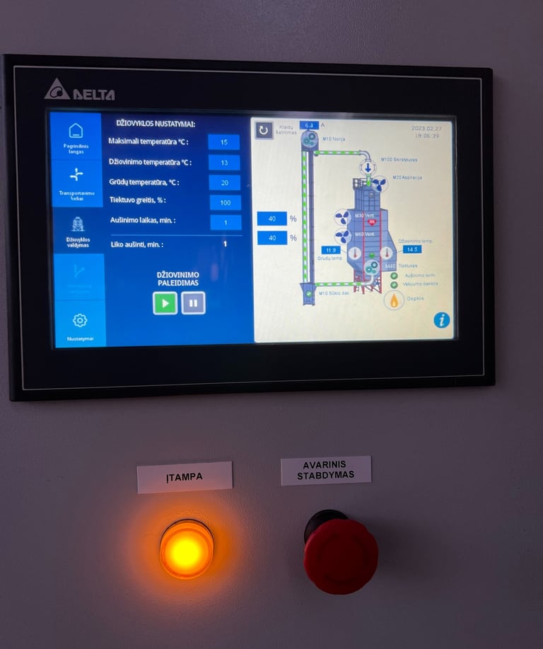 PLC valdiklių ir HMI valdymo pultų programavimas