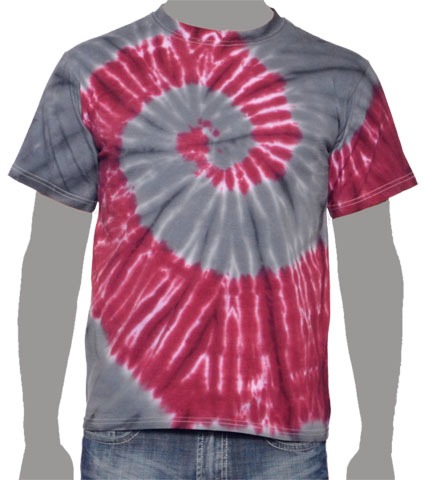 Gray Grey Maroon Crimson Custom Tie-dye T-shirt