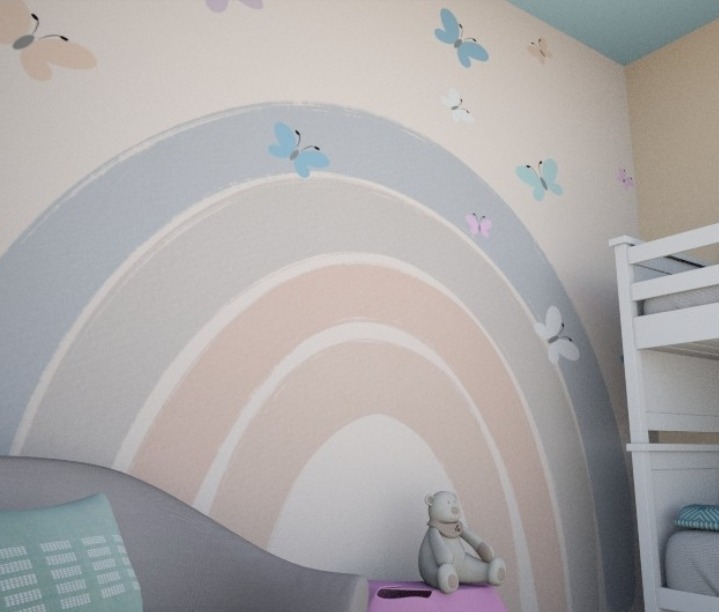 Kids Room-Rainbow and Butterflies Mural