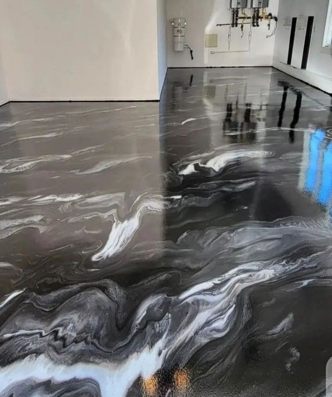 Black and White Metallic Floor in Grand Island NE Home