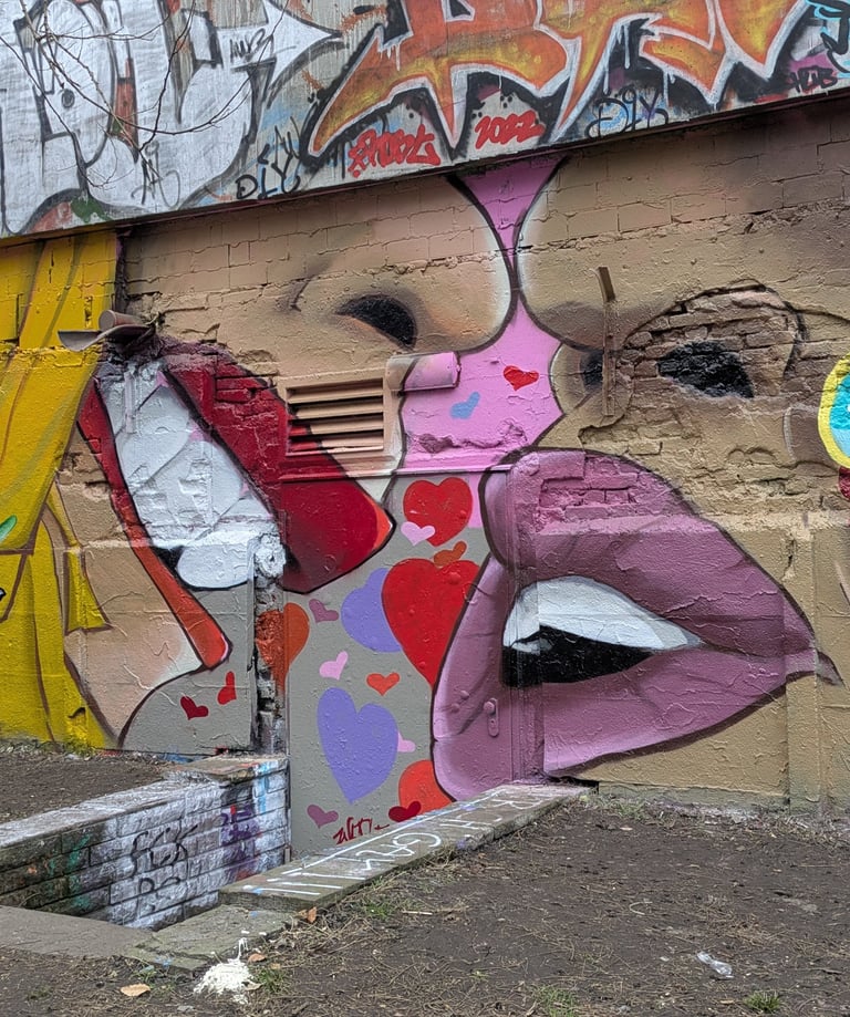 Street art mural Rote Flora Hamburg colorful graffiti wall / Street Art Wandbild Rote Flora Hamburg bunte Graffiti Wand