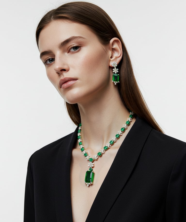 Elegant Green Stone Necklace Set