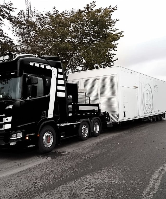 a truck with a trailer attached to it