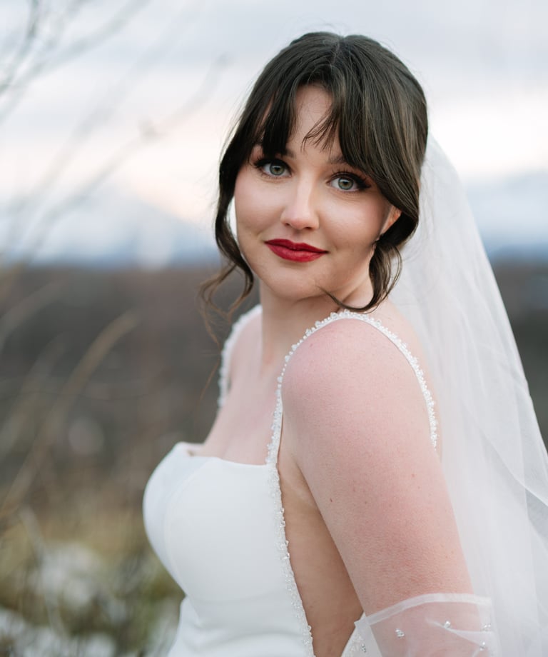 a bride in a white wedding dress and veil
