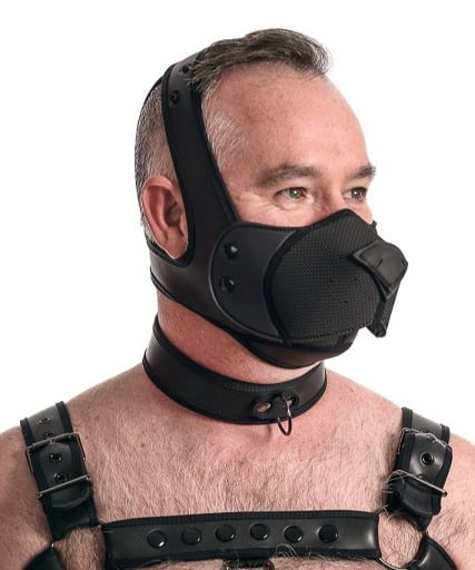Man in animal play bear muzzle