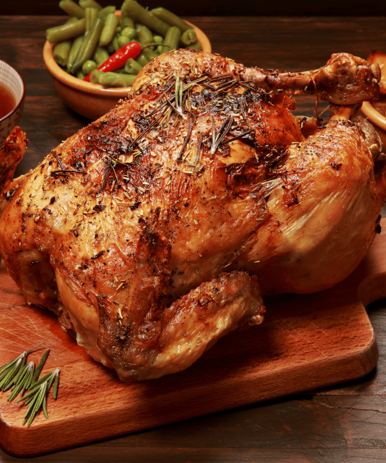 recette poulet rôti aux épices de Noël, légumes et châtaignes rôties