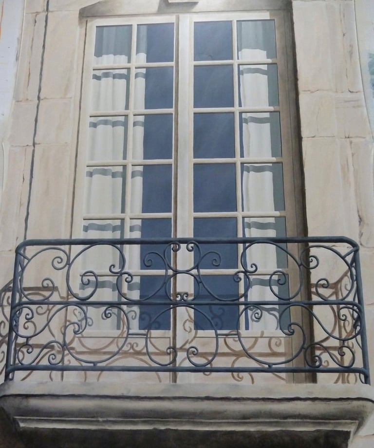 Animer vos façades avec un trompe-l'oeil de fenêtre. Peint directement sur le mur ou sur une toile marouflée ou autres suppor