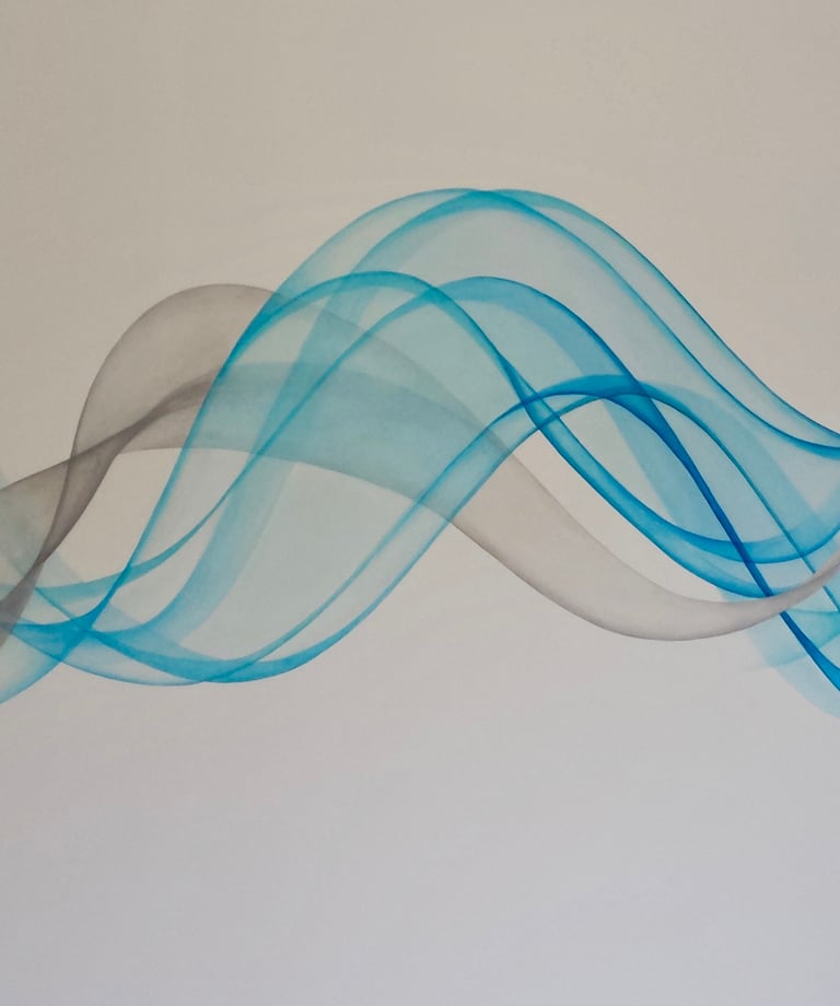 Un décor moderne pour animer un mur intérieur. Volutes colorées dansantes et jeux de transparence.