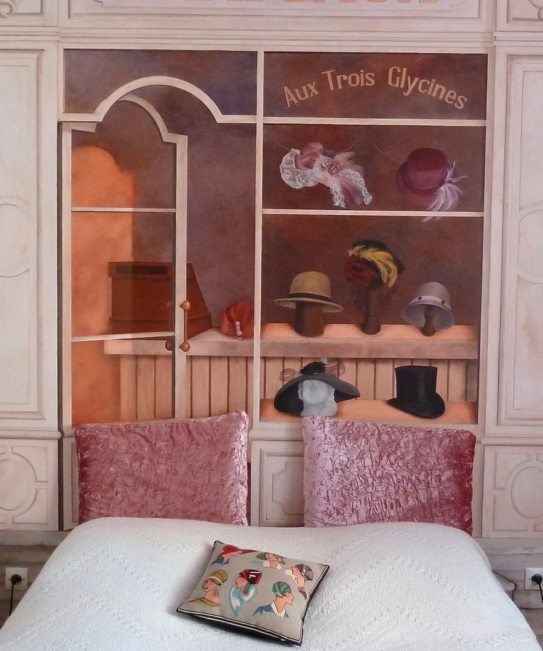 Apporter une touche unique, une ambiance, une thématique pour une chambre d'hôtes, avec ce décor peint original en tête de li