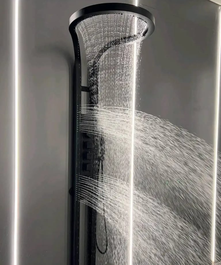 a shower head with a shower head and a shower head