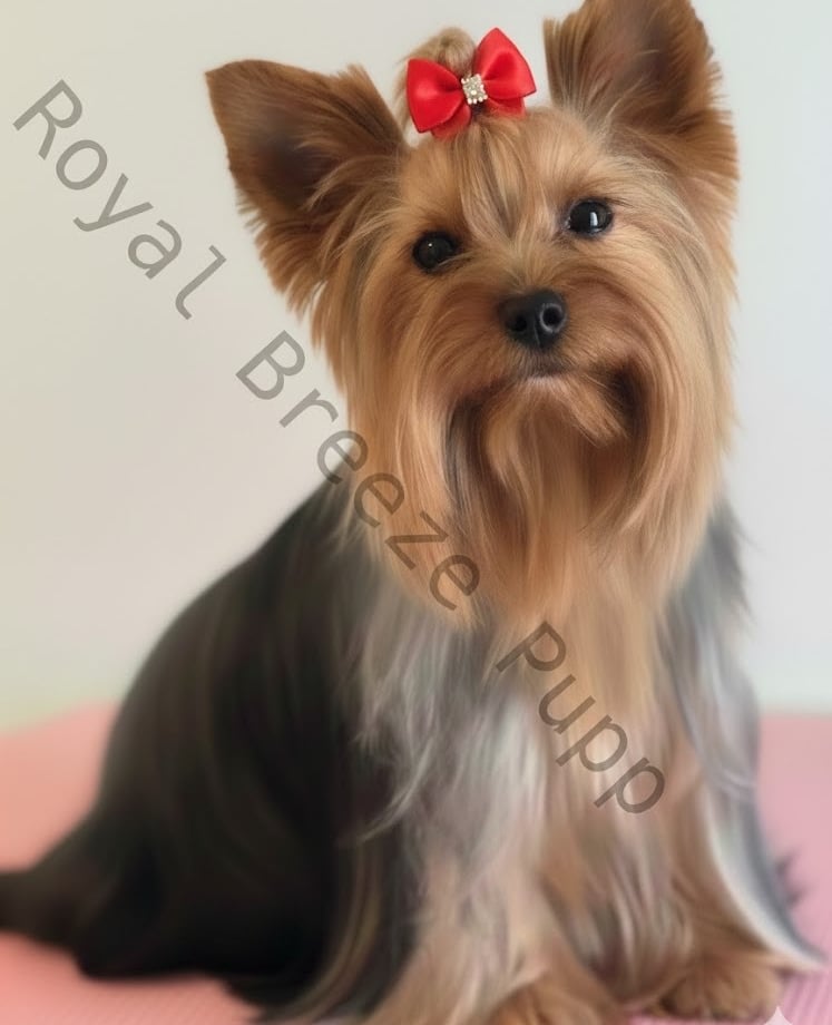 a dog with a bow tie on a pink background