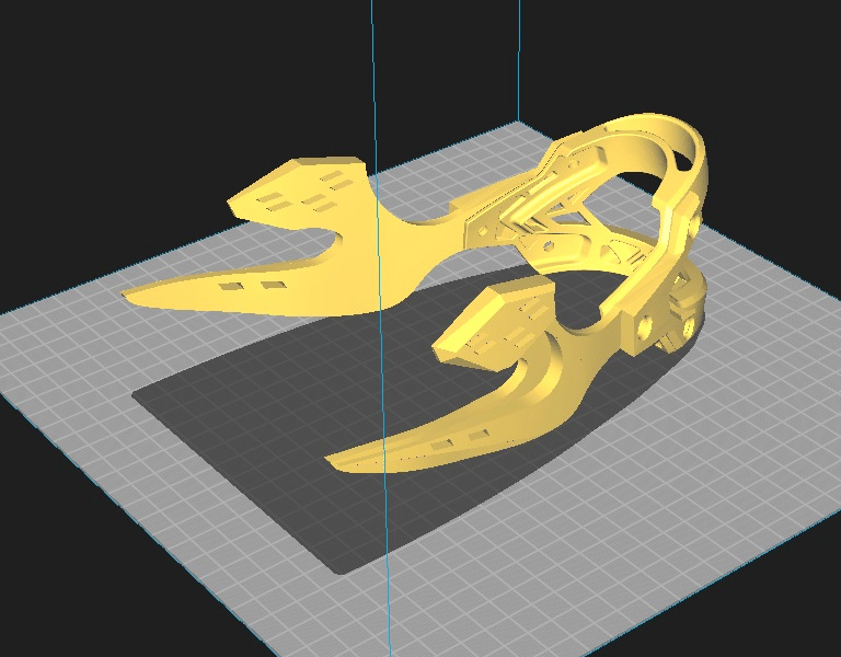 A 3D CAD model of a complex mechanical drone frame part on a digital grid for 3D printing.