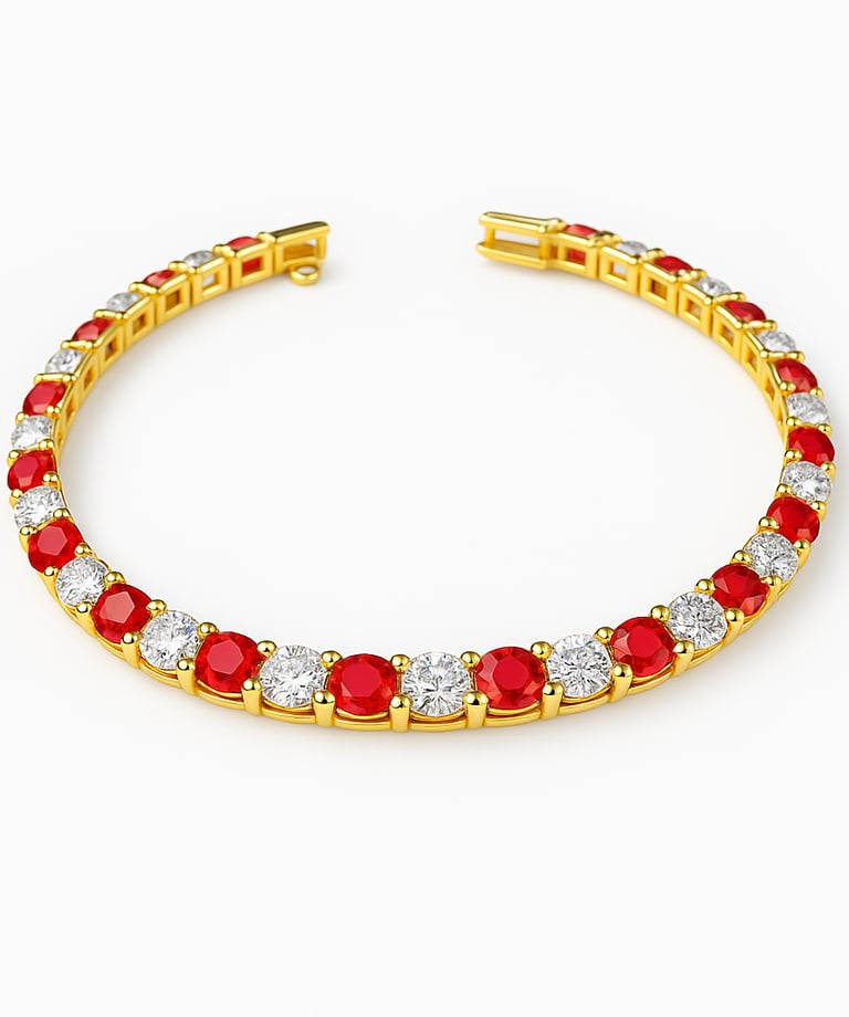 a bracelet bracelet with red and white diamonds
