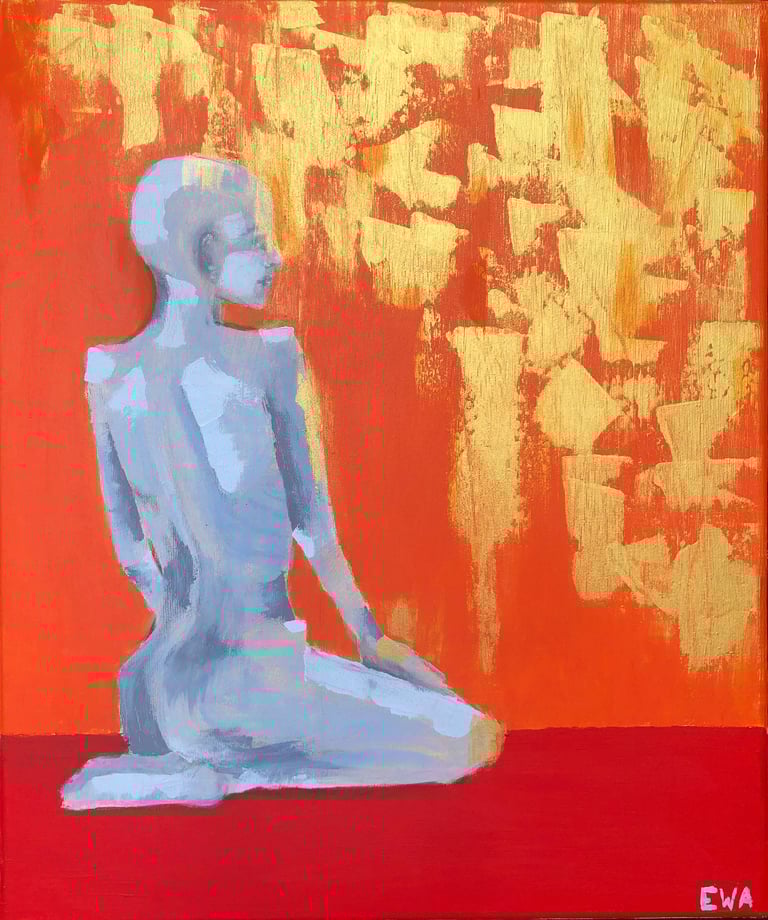 a painting of a very thin woman 