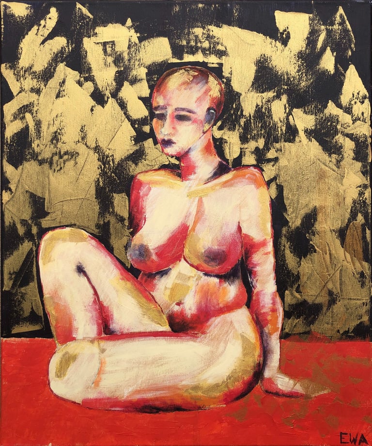 a painting of a mid size woman 