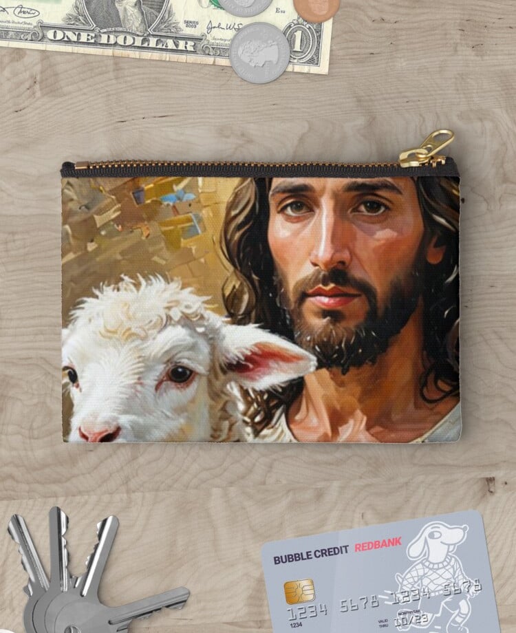 a picture of a man with a goat in a wallet