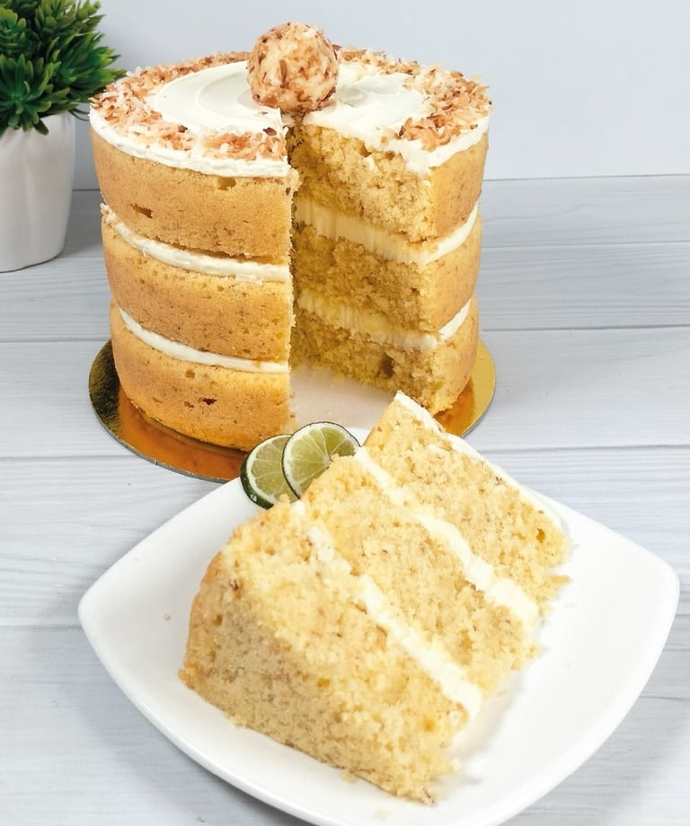 a slice of cake with a slice taken out of it