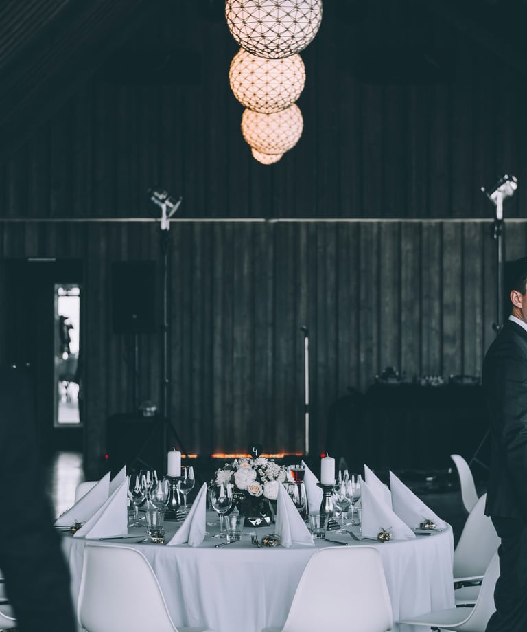 White table in a restaurant ready for guests