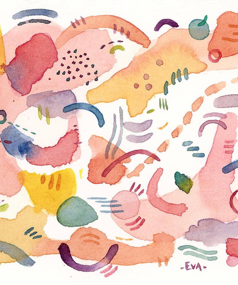 Aquarelle abstraite avec des formes géométriques Eva Girardeau 