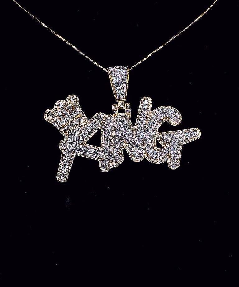 custom king written pendant full diamond iced out pendant custom made according to customer 