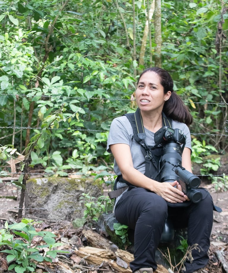 My bird experience photo - a bird guide with a camera and binoculars