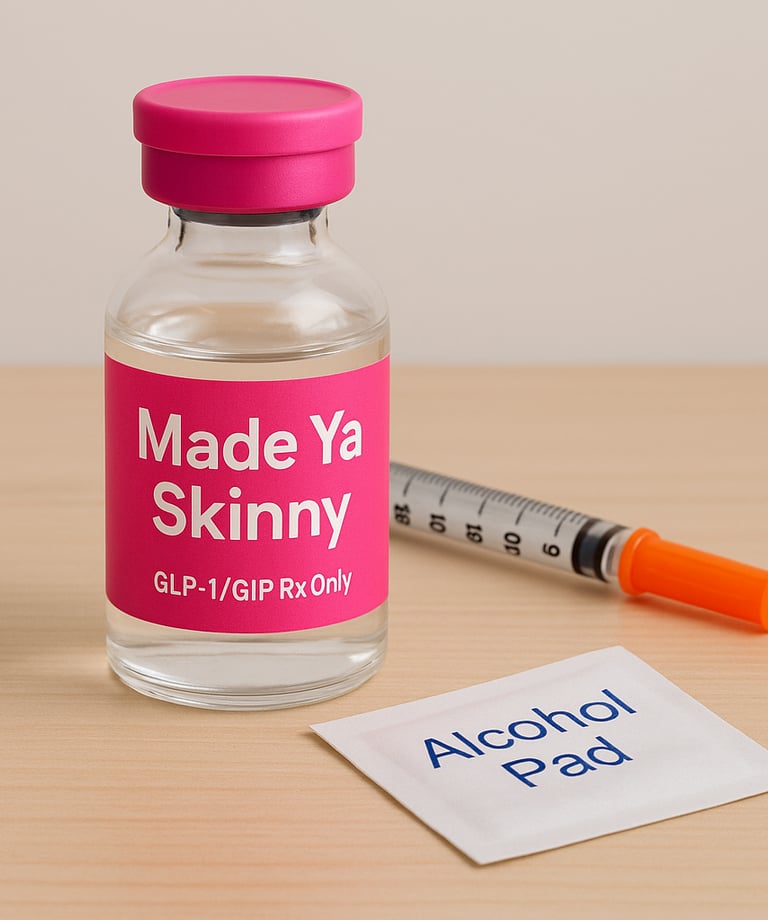 a bottle of alcohol and a sydele with a needle needle