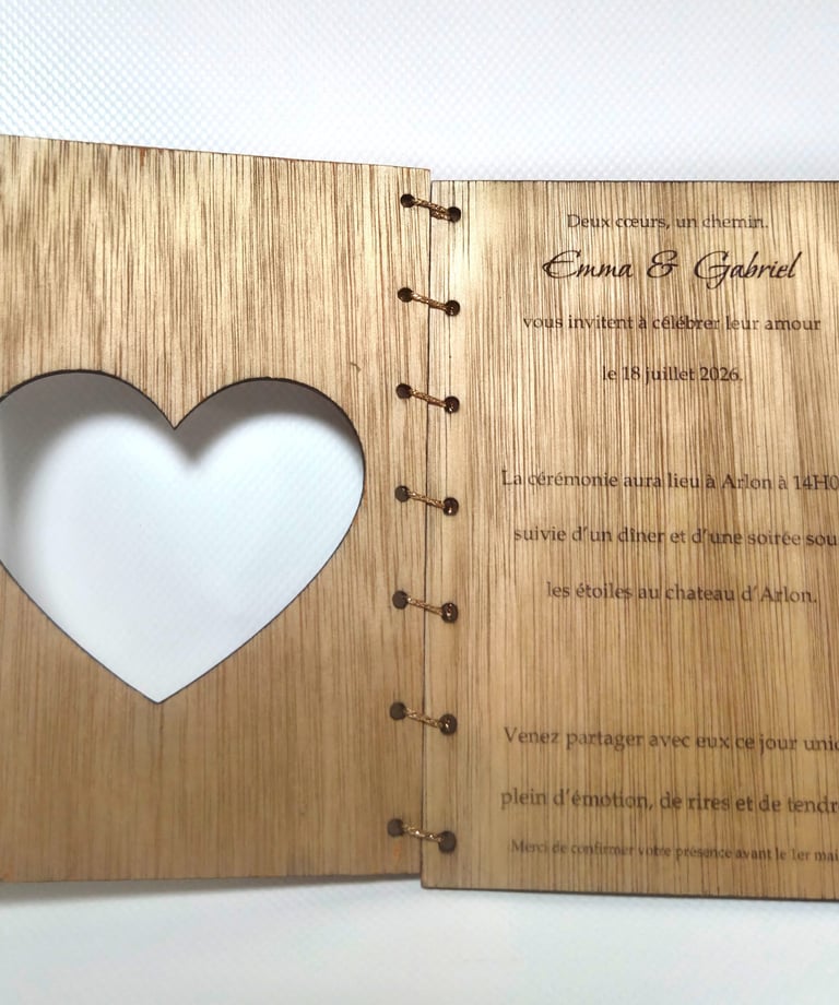 Invitation mariage bois