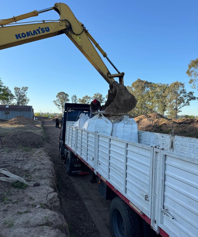 descarga de big bags de cal vial