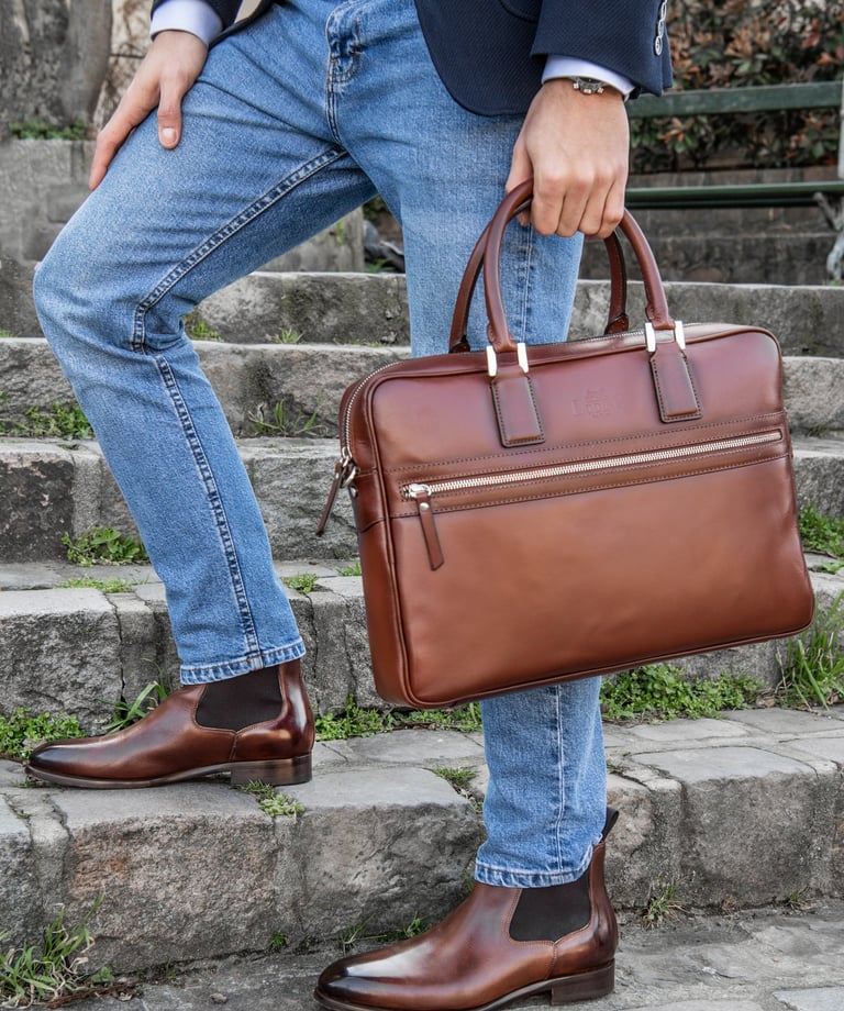 Porte document cuir marron