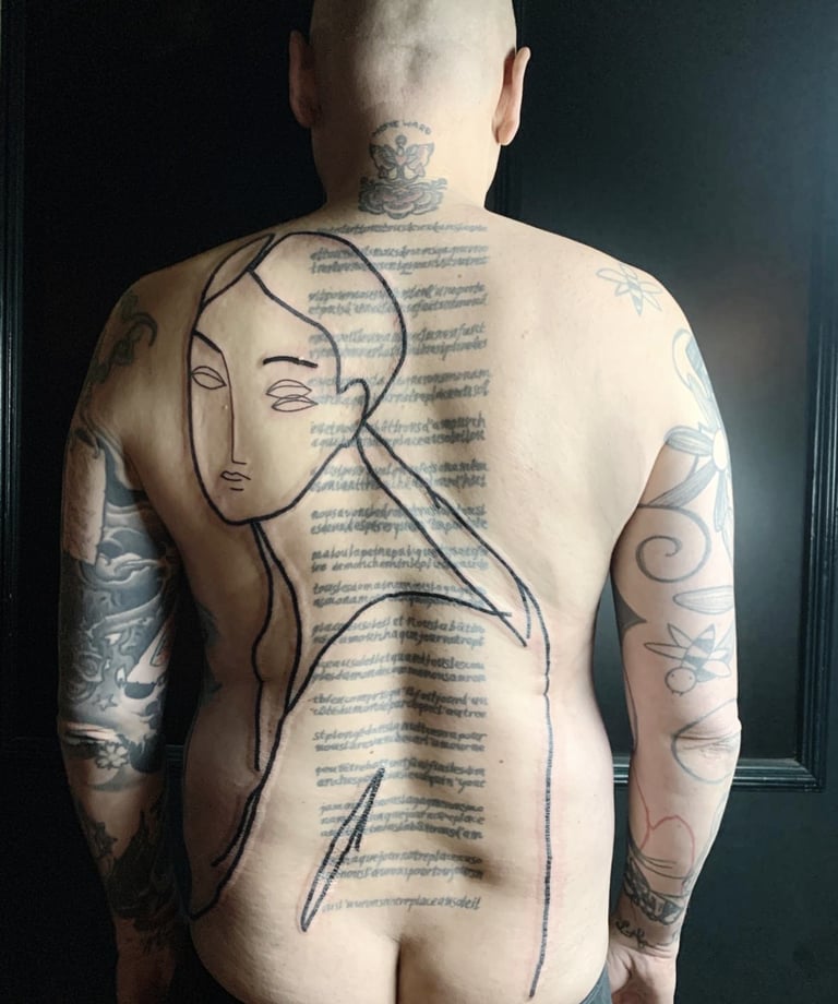 bold tattoo Lionel out of step