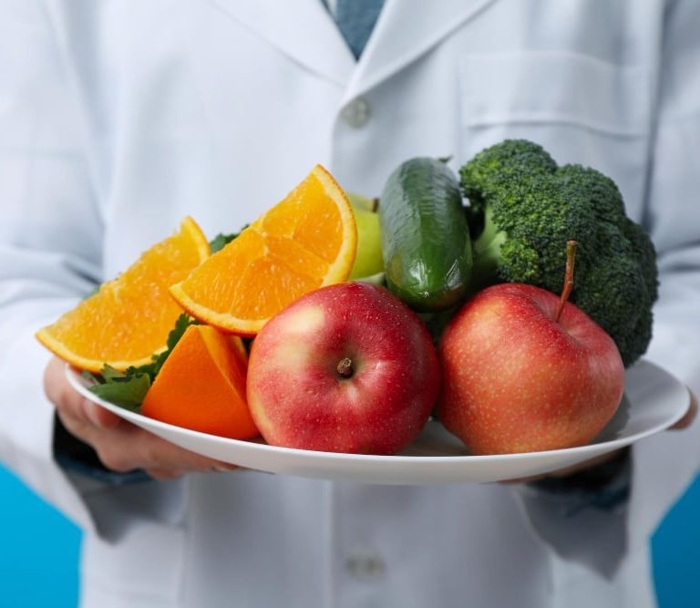 Doctor with healthy food healthy nutrition concept