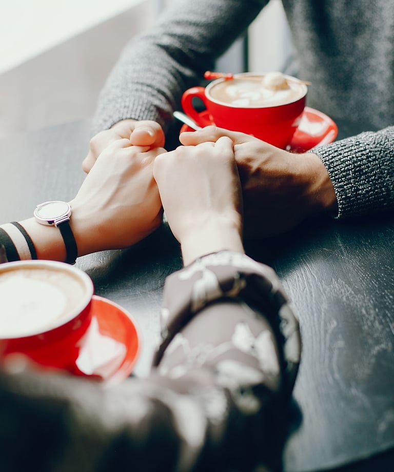 Cute couple spend time in a cafe