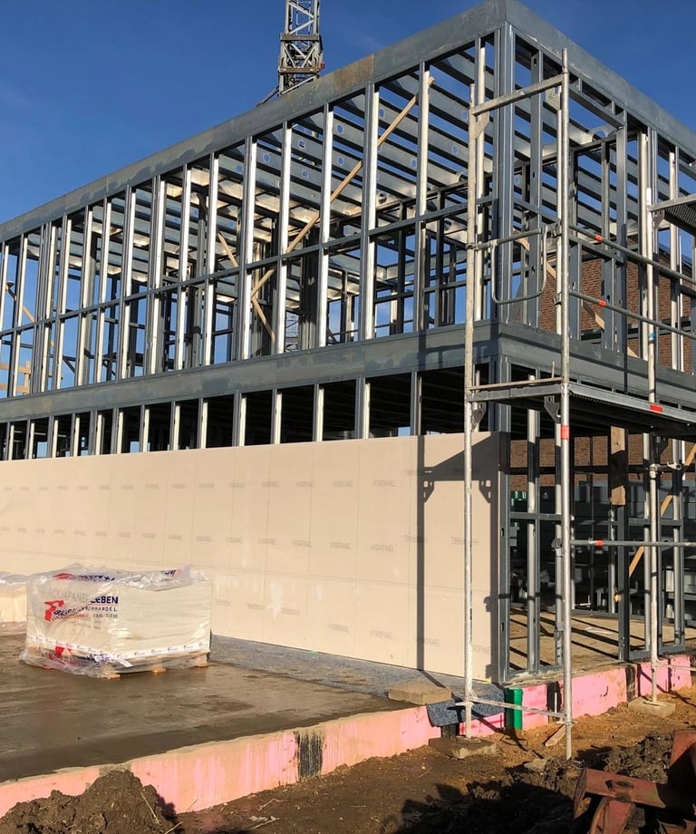 Szkielet stalowy domu jednorodzinnego w systemie Be Steel.