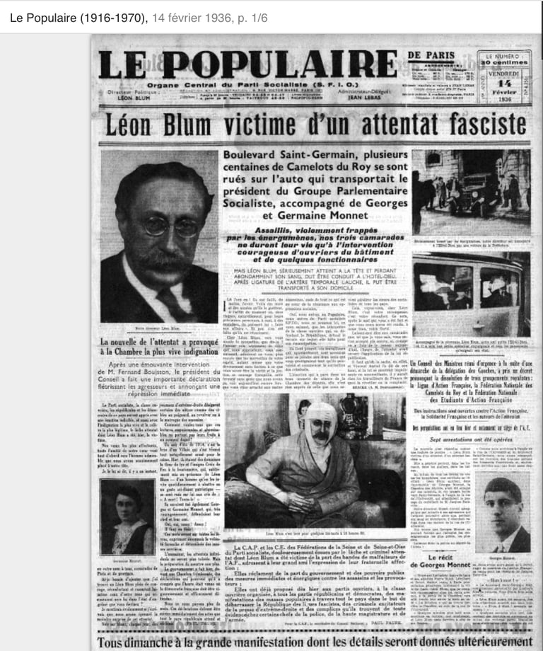 le populaire 14 fevrier 1936 attentat contre leon blum