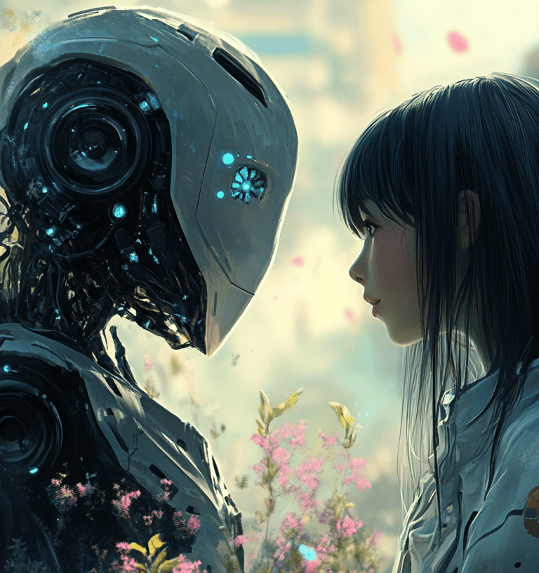 a robot - like robot with a robot in the background