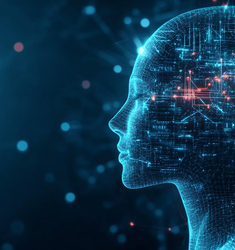 a human head with a brain map of a brain