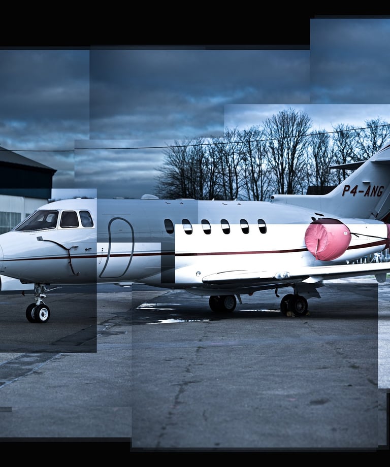 A photo joiner of a private jet
