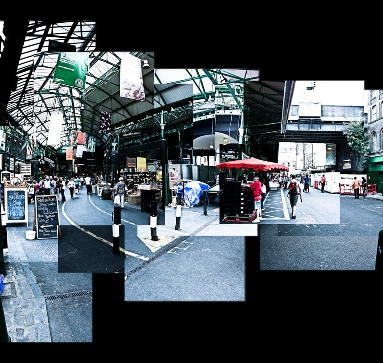 A large photo composition of Borough Market