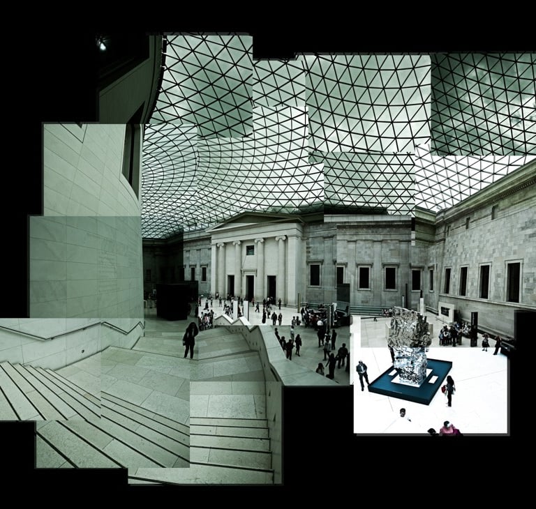 A large photo composition of the British Museum