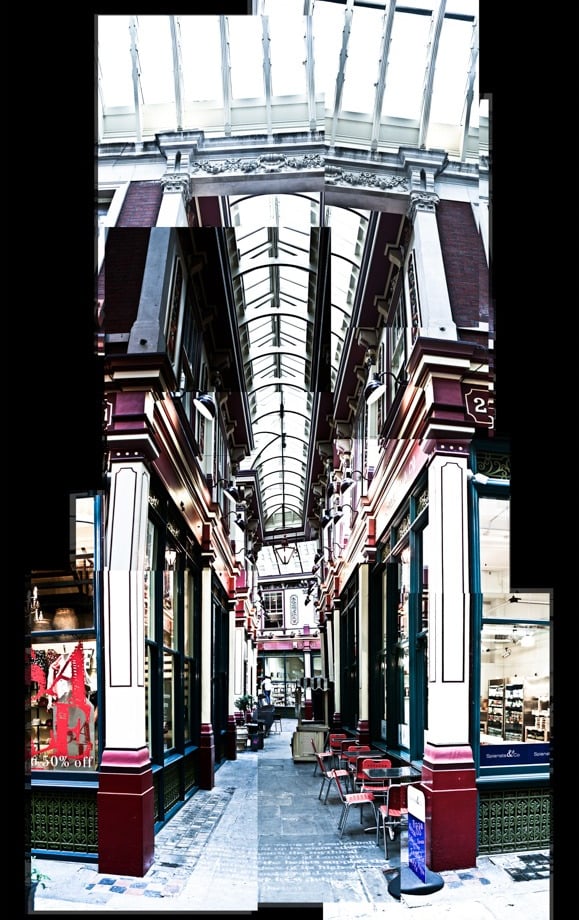 A large photo composition of Leadenhall Market