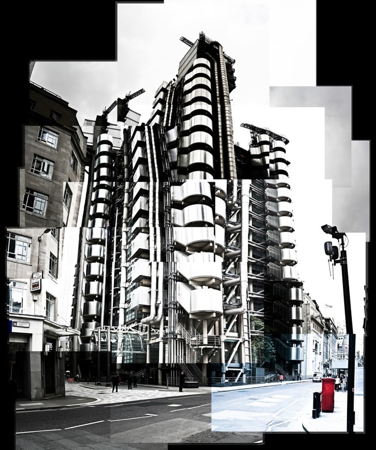 A very large photo joiner composition of The Lloyds of London building