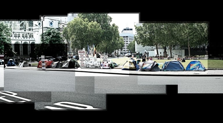 A joiner photo of a Peace Protest