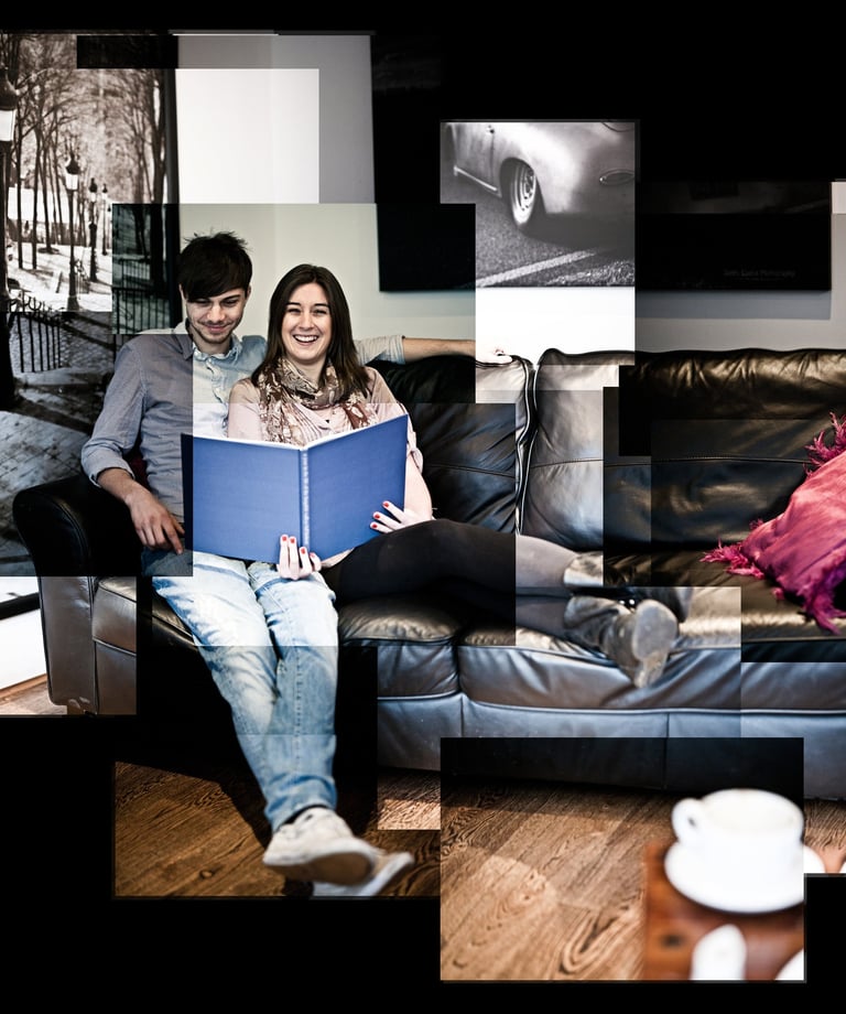 A joiner photo of Matt and Lydia, a young couple