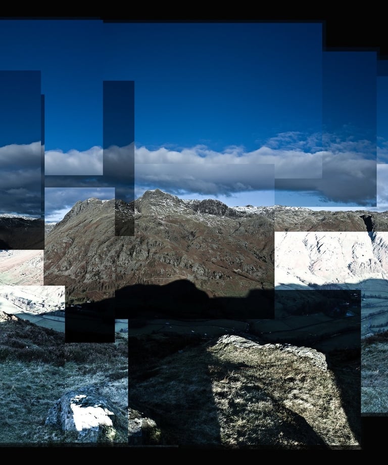 A joiner photo of the Langdale Pikes